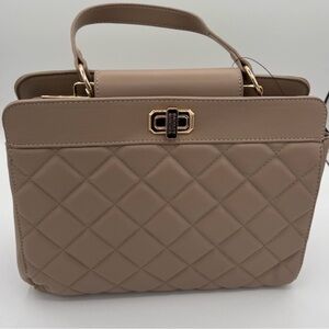 Badgley Mischka Elegant Quilted Tan Handbag